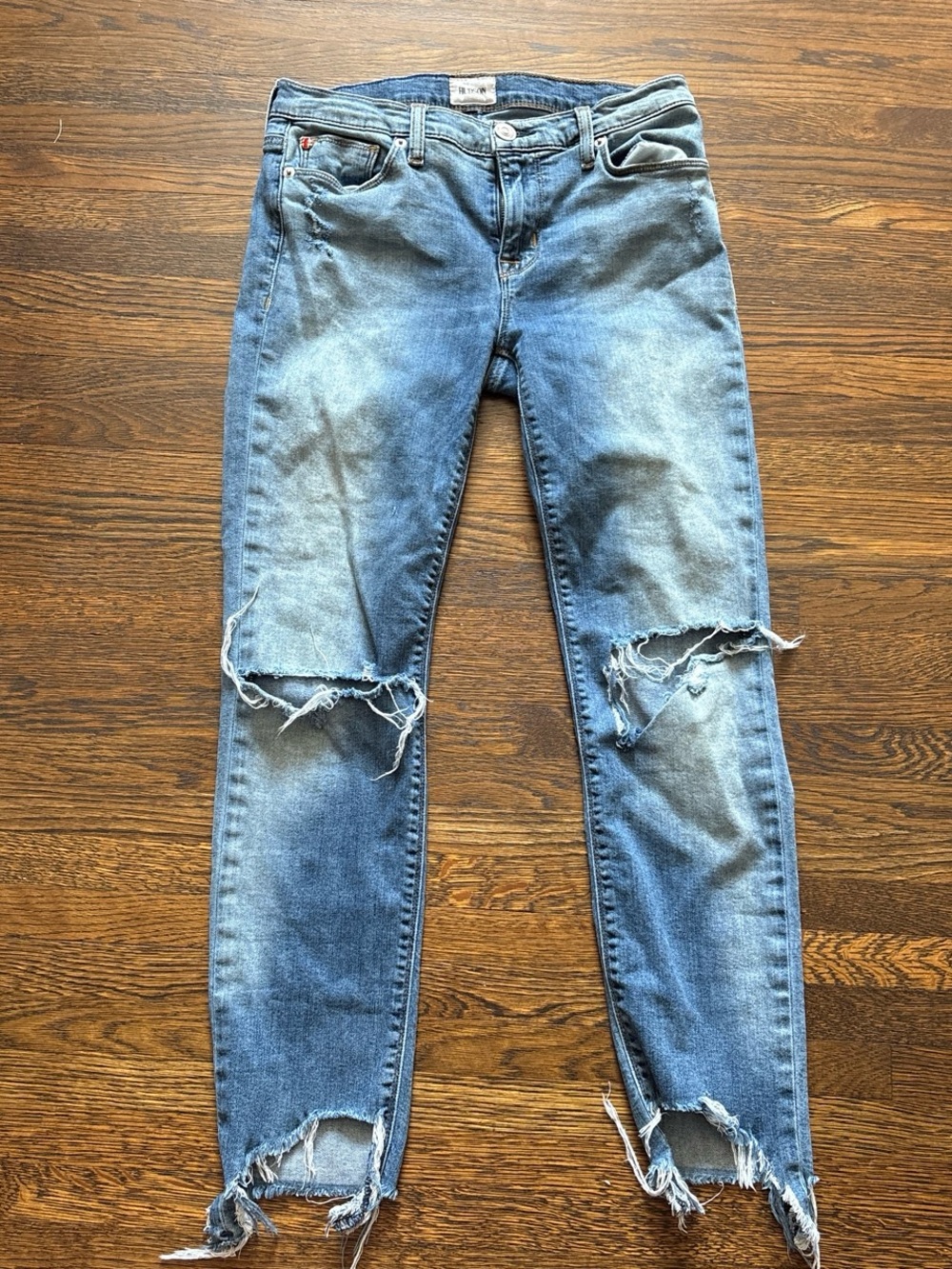 Hudson Jeans Women's Distressed Skinny Jeans - Blue Wash